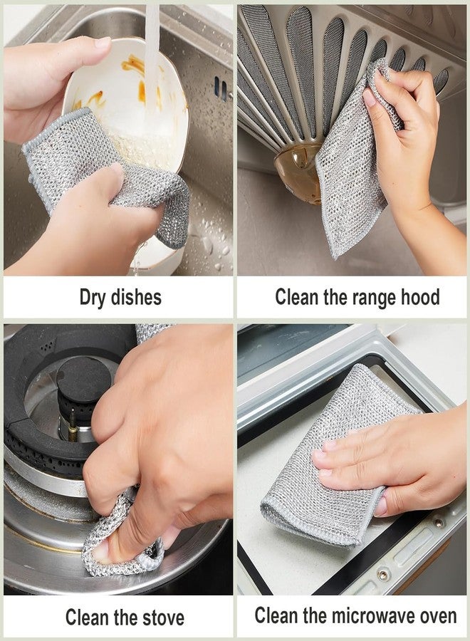 EVALUEMART 10 Pack Non-Scratch Wire Dish Cloth & Gaps Cleaning Brush, Multipurpose Dishwashing Rags for Wet and Dry, Easy Rinsing, Reusable, Cleaning Cloth for Kitchen, Sinks - Image 2